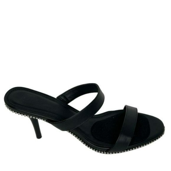 Asos Black Double Strap Silver Studded Slip On Stilettos Sandals Size 10 (US) - Picture 15 of 15
